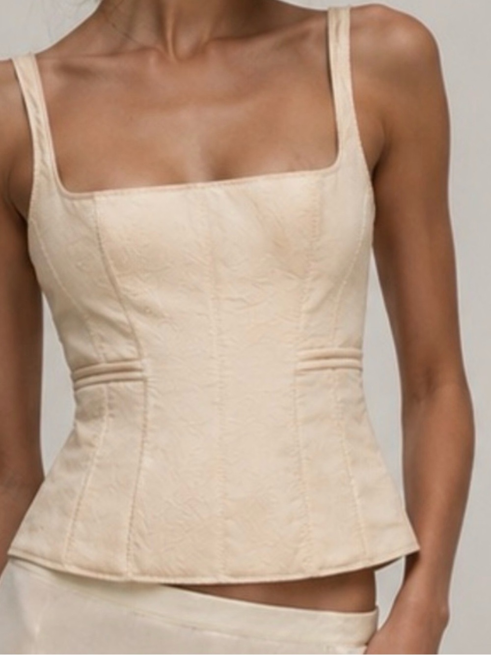 Zara Padded Bustier Neutral Beige Structured Corset-Style Top